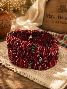 Handwoven Guatemalan Beaded Cuff Bracelet